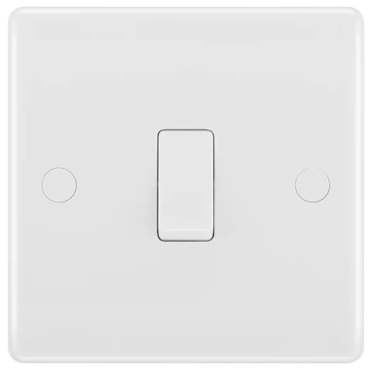 BG Electrical - 811 White Round Edge One Way Single Light Switch