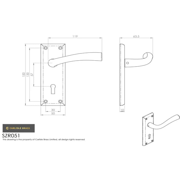 Serozzetta Cinquanta Lever on Lock Backplate - Polished Nickel