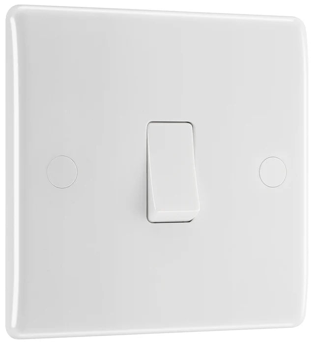 BG Electrical - 812 White Round Edge Single Light Switch 10A