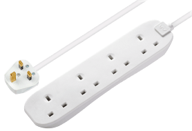 Masterplug - 4 Socket - 5 Meter Extension Lead - White
