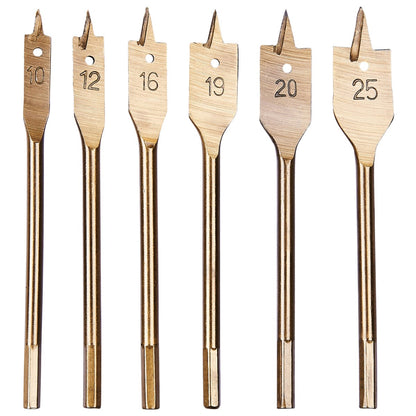 Flat Wood Bit Set – Titanium Hex Shank Drill Bit Set