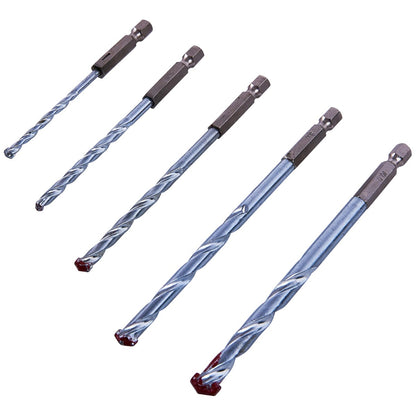 5pc Hex Shank Masonry Drill Bit Set