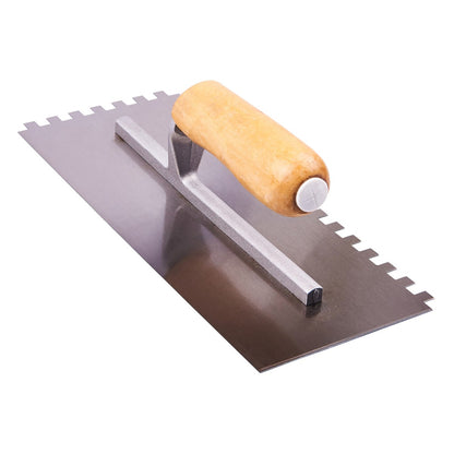 11” Notched 8x8mm Float Trowel – Wooden Handle