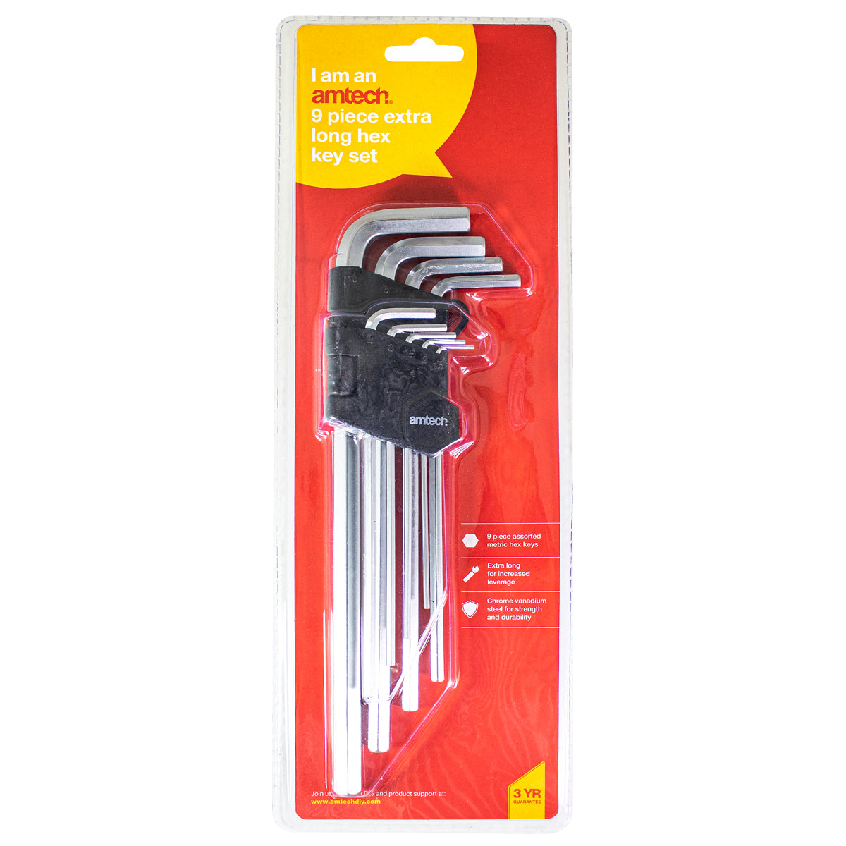 9pc Extra Long Metric Hex Key Set