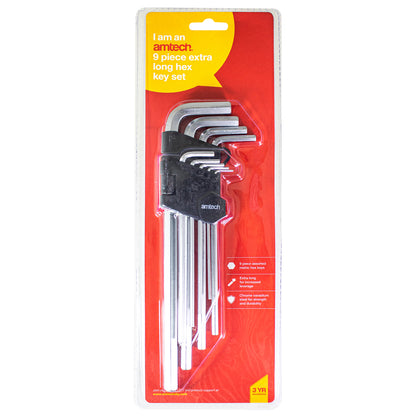 9pc Extra Long Metric Hex Key Set