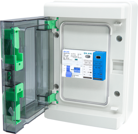 Live Electrical Electric Vehicle Surge Unit C40 RCBO & SPD - 4 Way