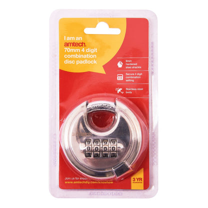 70mm - 4 digit Combination Disc Padlock