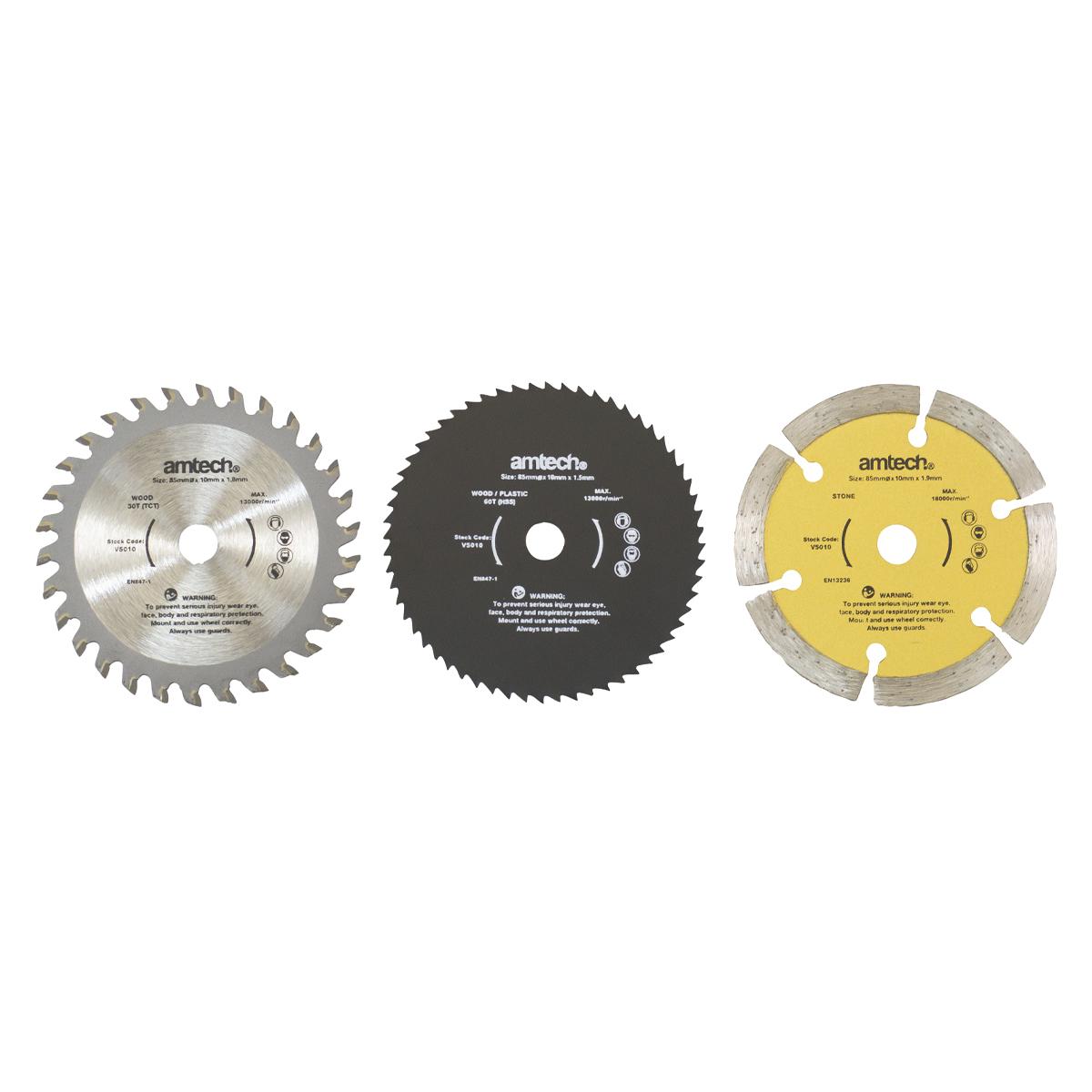 3pc - 85mm  Mini Circular Saw Blade Set