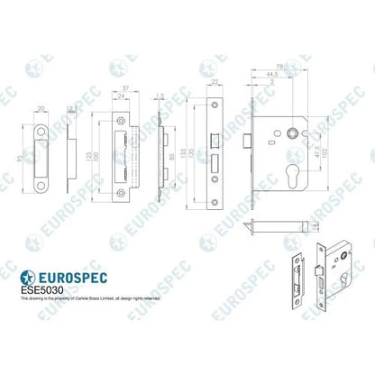 Eurospec ESE5030NP Economy Euro Cyl Sashlock 76mm Nickel Plated