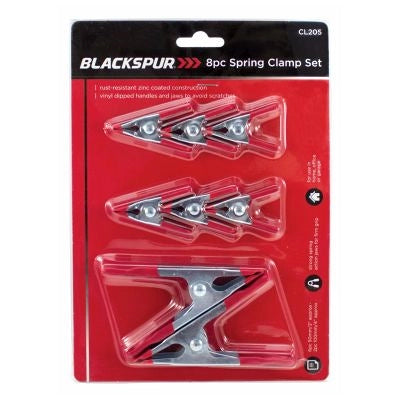 Blackspur - 8pcs | Silver Metal Spring Clamps Set