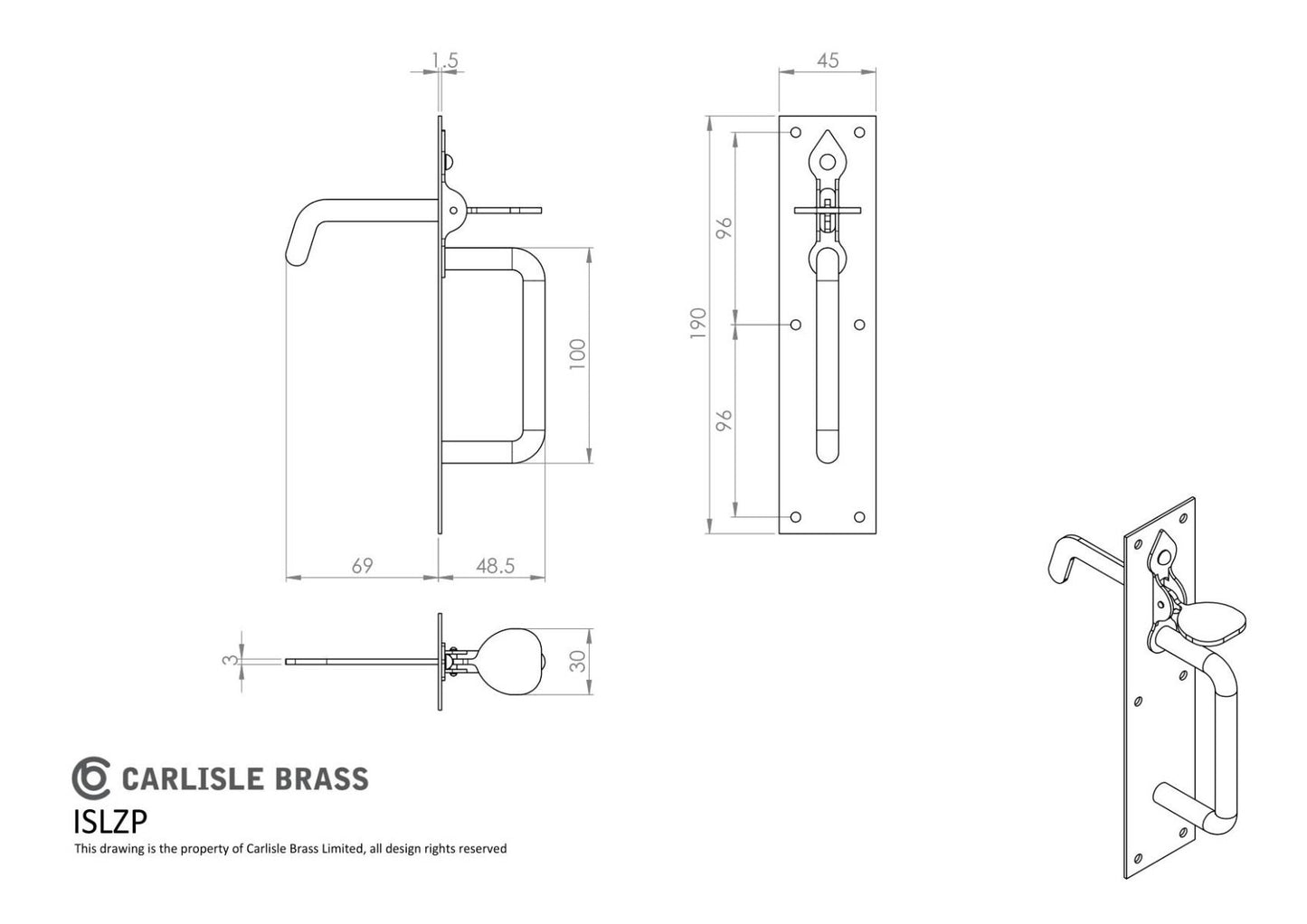 Carlisle Brass ISLZP/BP Suffolk Latch