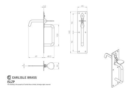 Carlisle Brass ISLZP/BP Suffolk Latch