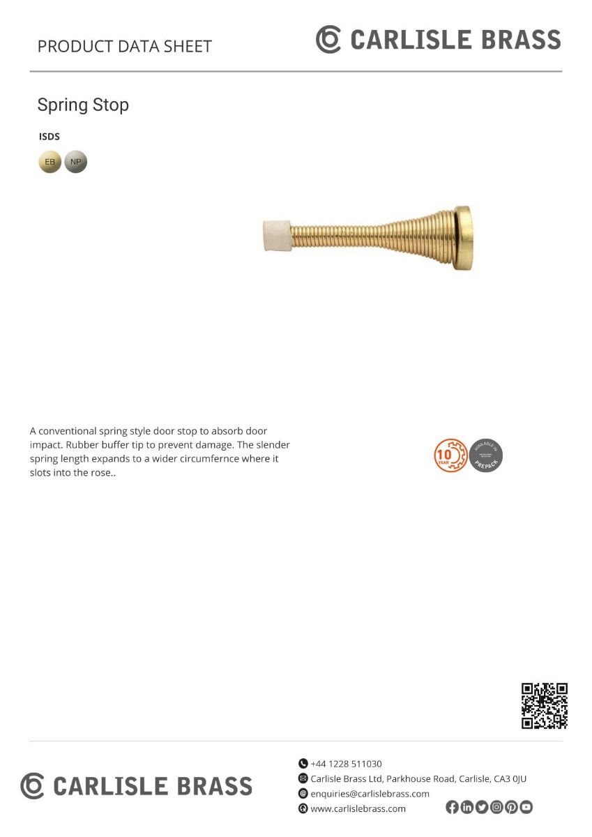 Carlisle Brass ISDSNP/BP Spring Doorstop 2 Pack