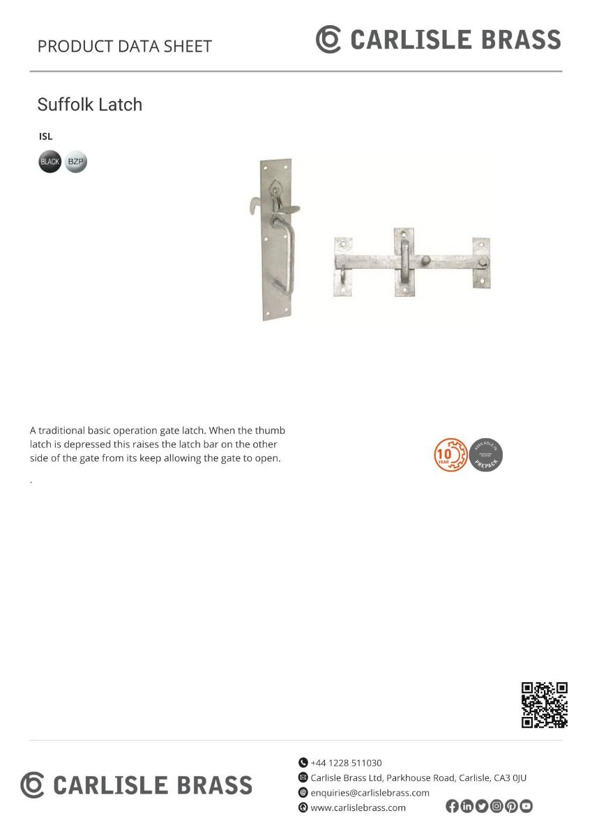Carlisle Brass ISLZP/BP Suffolk Latch